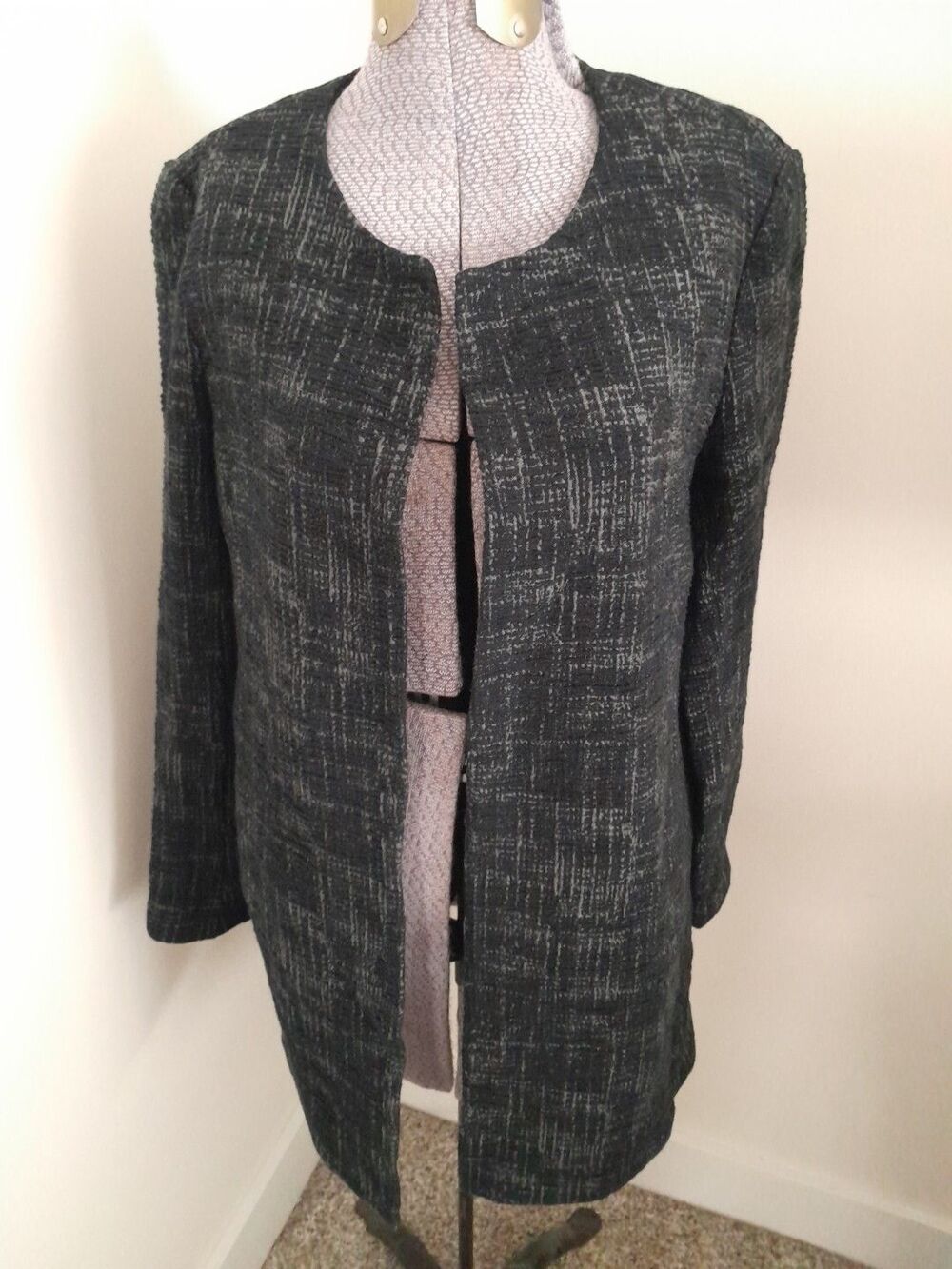Eileen Fisher Jacket Blazer Women's Cross Hatch Stretch Petite M Lagenlook EUC
